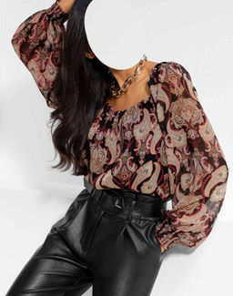 Блузка, черно-красная