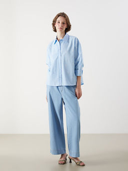 Fiyonk Nak??l? Oversize Poplin Kad?n G?mlek