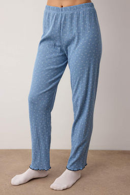 Mavi Cicekli Baby Overloklu Fitilli/Pointel Orme Pijama Tak?m? THMAW26PT00220 - Trendyolmilla фото 3