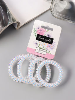 Цена за 2 шт. Резинки для волос «Пружинка», набор 4 шт., белый перелив, d=5.5 см