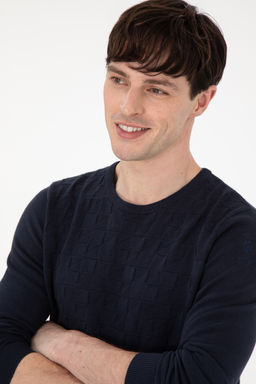 Erkek Slim Fit Bisiklet Yaka Lacivert Basic Kazak - U.s. polo assn фото 9
