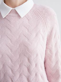 Bisiklet Yaka Kendinden Desenli Kad?n Triko Kazak