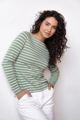 Лонгслив ДЖ 375п-6 Зеленый / экрю