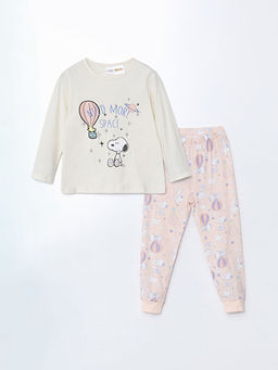 Bisiklet Yaka Snoopy Bask?l? K?z ?ocuk Pijama Tak?m?