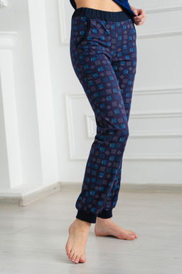 Брюки женские из кулирки на манжете темно-синий