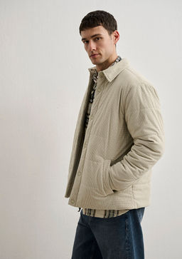 Kapitone Bej Kadife Ceket - Mavi фото 4