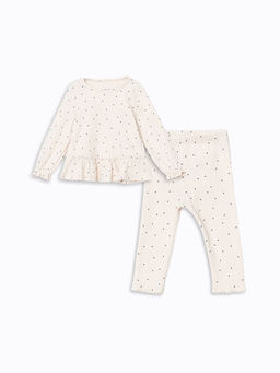 Bisiklet Yaka K?z Bebek Bluz ve Tayt 2li Tak?m