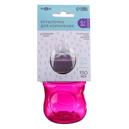 Бутылочка для кормления M&B Natural, широкое горло Ø50 мм, от 6 мес., 150 мл., розовый