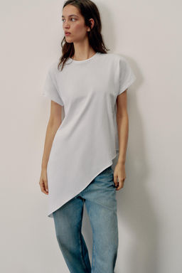 CAMISETA ASIM?TRICA MANGA CORTA / Blanco - Zara фото 2