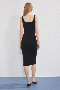 Siyah Midi Bodycone/Vucuda Oturan Orme Elbise TWOSS25EL00774 - Trendyolmilla фото 4