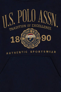 Толстовка с капюшоном темно-синего цвета для мальчика - U.s. polo assn фото 6