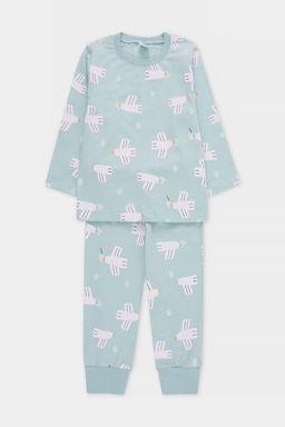 Crockid _ К 1561/голубой,птички с вишенками пижама дет