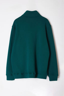 TRENDYOL MAN Yesil Buyuk Beden Oversize/Normal Kesim Dik Yaka Fermuarl? Ici Polarl? Sweatshirt TMNAW24AO00024 - Trendyolmilla фото 7