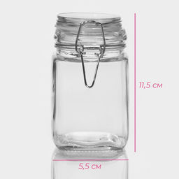 Банка для сыпучих Доляна «Квадрат», 300 мл, 5.5×11.5 см, с бугельным замком, стекло, прозрачная