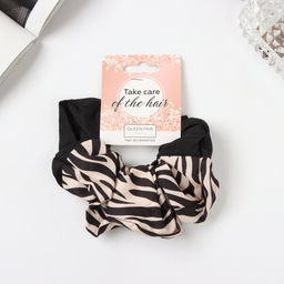 Цена за 2 шт. Резинка для волос «Орбита», полоски стиль,12 см, бело-коричневая