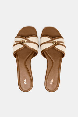 FLAT CANVAS SANDALS WITH BUCKLE - Zara фото 6