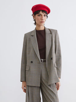 Ekose Kad?n Blazer Ceket