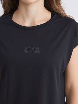 Bisiklet Yaka Bask?l? Kad?n Spor Ti??rt