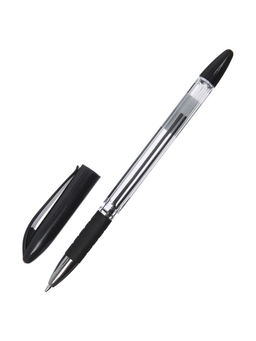 Набор шариковых ручек, 4 штуки, узел 0.5 мм, чёрный стержень, резиновый упор, прозрачный корпус