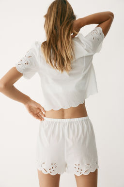 Pijama de algod?n con bordado ingl?s - H&m фото 4