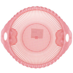 Дуршлаг пластмассовый Лист д23,5см h8см, с ручками, волнистый край, цвета в ассортименте: розовый, бирюзовый (Китай) - Домашняя мода фото 3