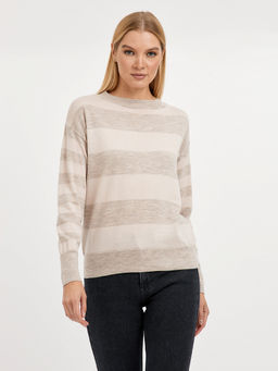 джемпер женский из шерсти в широкую полоску - Glenfield фото 4