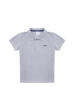 Erkek _ocuk Gri Melanj Basic Polo Yaka Ti__rt