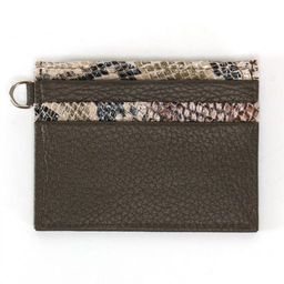 Визитница-кардхолдер Croco-ВК-215 н/к, 1отд, 3карм, коричневый питон/олива металлик (11029/233) 236522