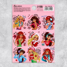 Цена за 10 шт. Наклейки бумажные Подружки, c раскраской на обороте, 11 15,5 см