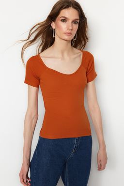 Tarc?n Fitted/Vucuda Oturan Fitilli Pamuk Esnek Orme Bluz TWOSS21BZ0579