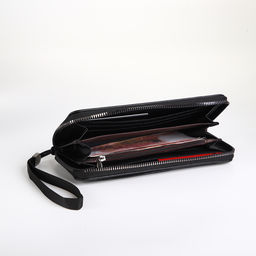 Портмоне-клатч мужской на молнии, с картхолдером, чёрное