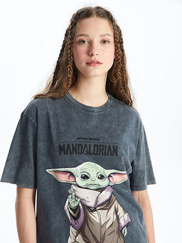 Bisiklet Yaka The Mandalorian Bask?l? K?sa Kollu Kad?n Ti??rt