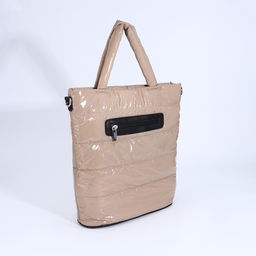 Сумка-тоут на молнии, наружный карман, длинный ремень, цвет бежевый - Simaland фото 2