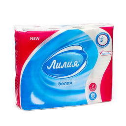 Туалетная бумага «Лилия», 2 слоя, 12 рулонов