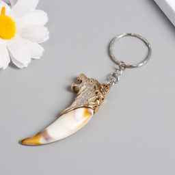 Цена за 12 шт. Брелок пластик "Клык с волком" 5,7х1,3х2,3 см