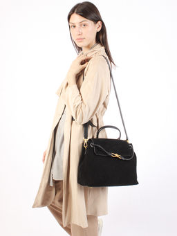 LACCOMA сумка Y2390-1F-черный натуральная замша, натуральная кожа полиэстер  фото 8