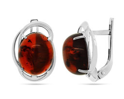 Серьги из серебра янтарь, СП85