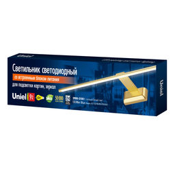 ULT-F32-9W/WW IP20 GOLD Светильник светодиодный для подсветки картин и зеркал. 220V. Теплый белый свет. Корпус алюминий. Золотистый. TM Uniel
