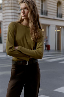 RIBBED LONG SLEEVE T-SHIRT - Zara фото 2