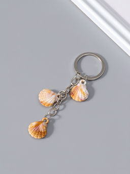 Цена за 12 шт. Брелок для ключей на кольце «Ракушки Гребешок», пластик, 3 ракушки, 2.4×1.8×7 см