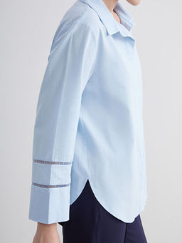 G?mlek Yaka Oversize Poplin Bluz