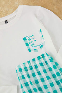 Gri Yumusak Dokulu Erkek Cocuk Bask?l? Orme Pijama Tak?m TKDAW25AU00093 - Trendyolmilla фото 4