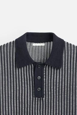 CONTRASTING RIBBED KNIT POLO SHIRT - Zara фото 9