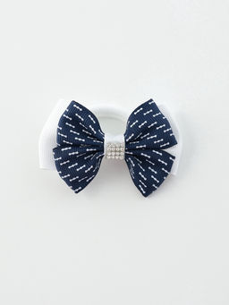 Цена за 6 шт. Бант для волос на резинке «Школьница», штрихи, 6.5 см, сине-белый