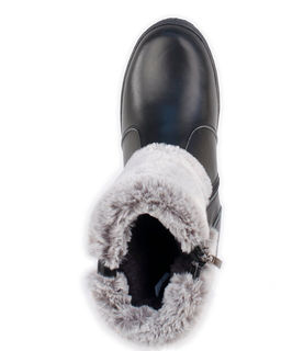 Унты женские на литой подошве. Черные., Мех "шиншилла". Короткие. Молния.