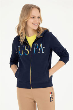 Женский темно-синий базовый свитшот