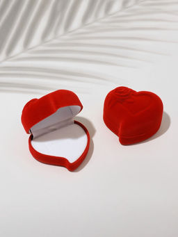 Футляр под кольцо, серьги Сердце, роза, бархатный, 6?6 см, красный