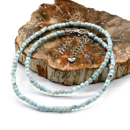 Чокер из ларимара кубик граненый 3мм, 43см Радуга камня