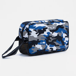 Косметичка на молнии мужская, с ручкой, с принтом Камуфляж, синяя
