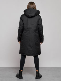 Пальто утепленное с капюшоном зимнее женское черного цвета 52333Ch - HULDLUCK фото 5
